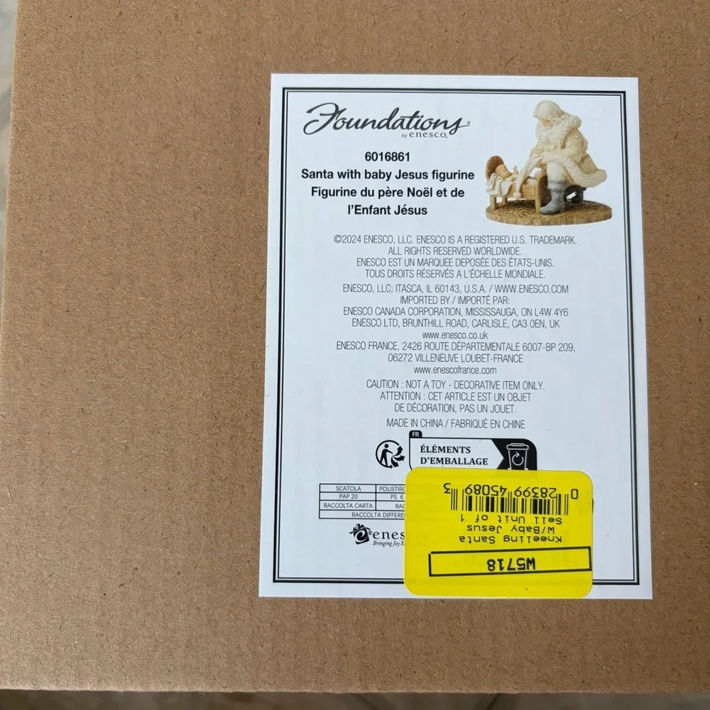 NEW Foundations Santa Kneeling by Baby Jesus Figurine, 5.12 Inch, Multicolor